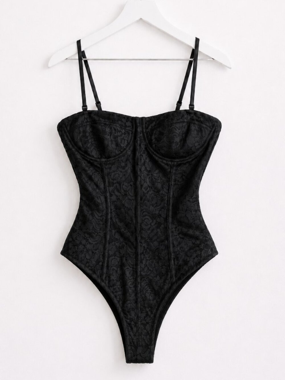 Zara Black Lace Corset Padded Bustier Bodysuit